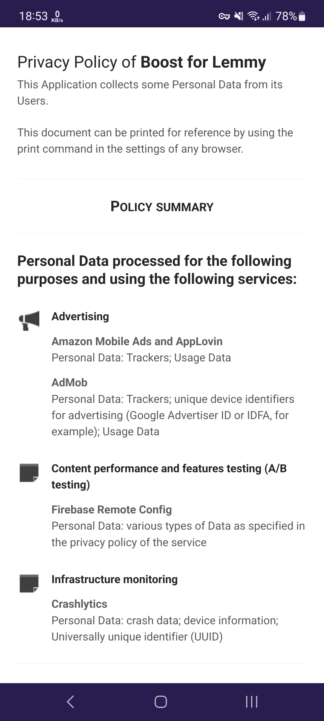 privacy policy for boost, Amazon ad trackers and google
