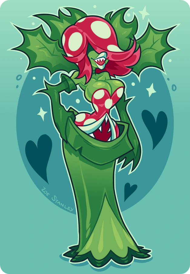 Anthro Piranha Plant (from Super Mario) lady, drawn by Zoe Stanley aka BleedingPervert