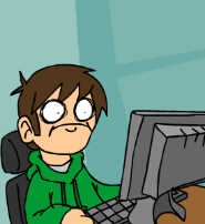 Screenshot of Edd from Eddsworld staring at a monitor, visibly shocked.