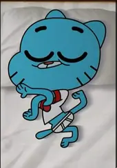 Gumball Watterson (cartoon character) sleeping in a very weird position.